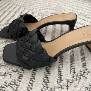 H&M Open-Toe Faux Leather Strap Heel Slide Sandals Size US 6.5 / EU 37